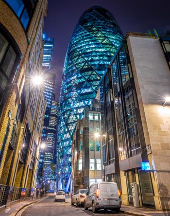 Gherkin skyscrapper in the City of London Gherkin skyscrapper in the City of London